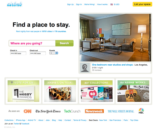 homepage airbnb 2011