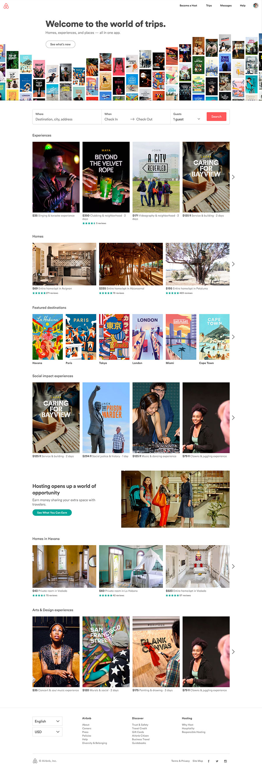 homepage airbnb 2016