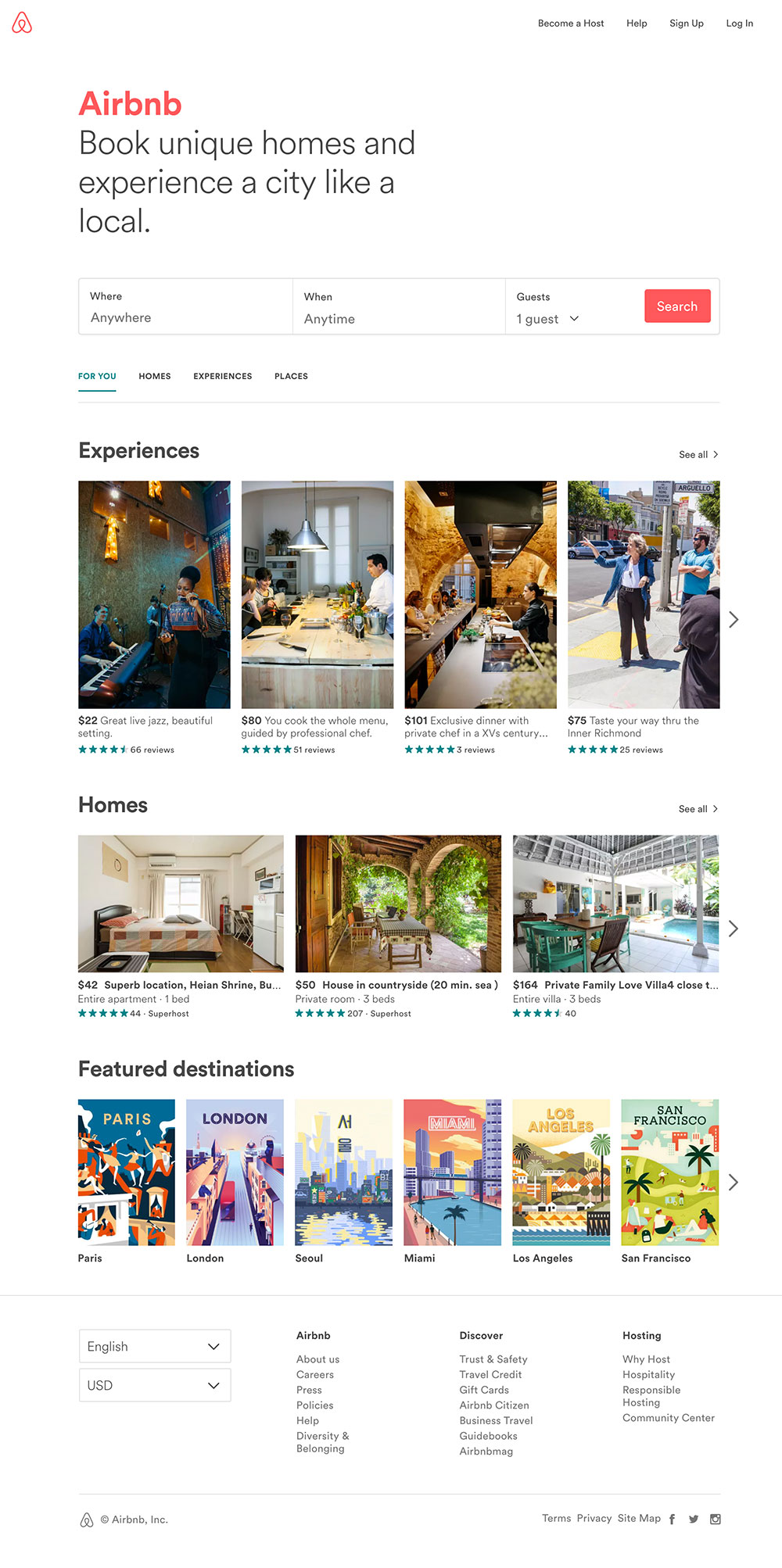 homepage airbnb 2017