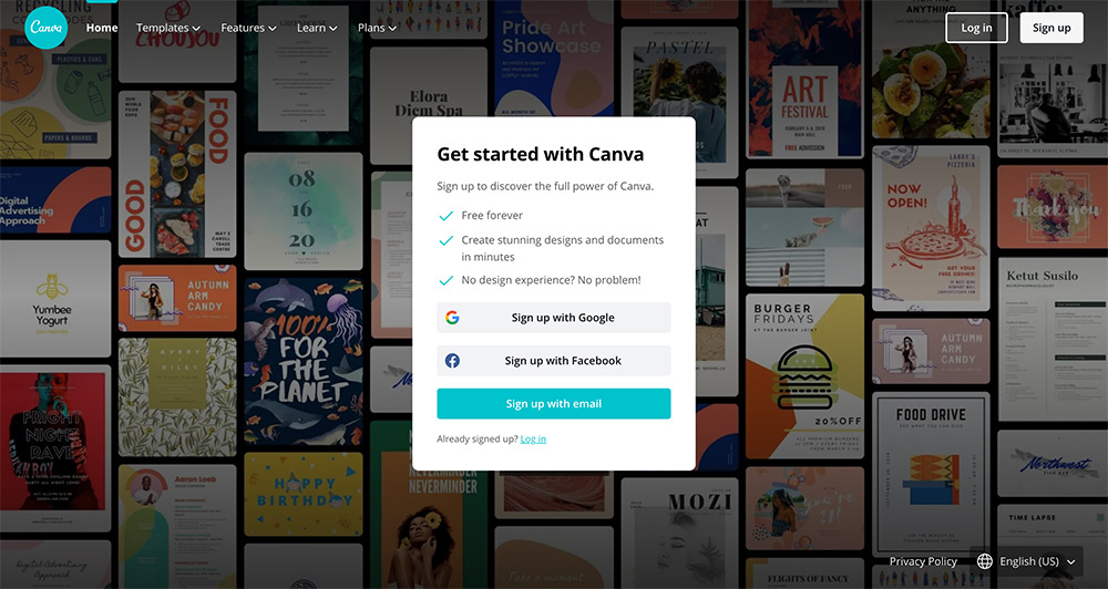 homepage canva 2020