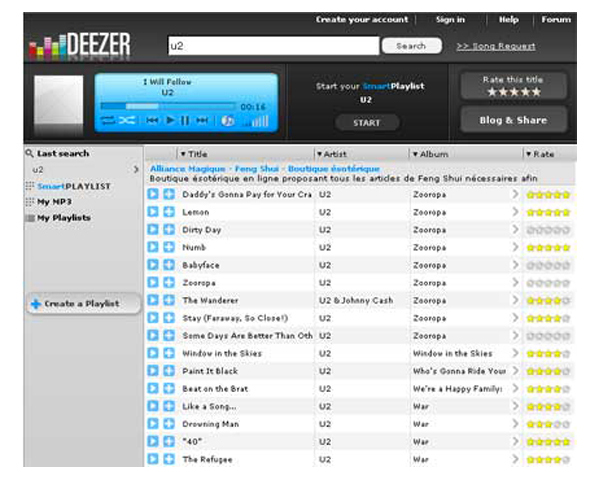 homepage deezer 2007