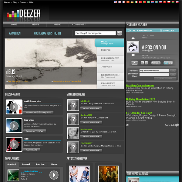 homepage deezer 2008