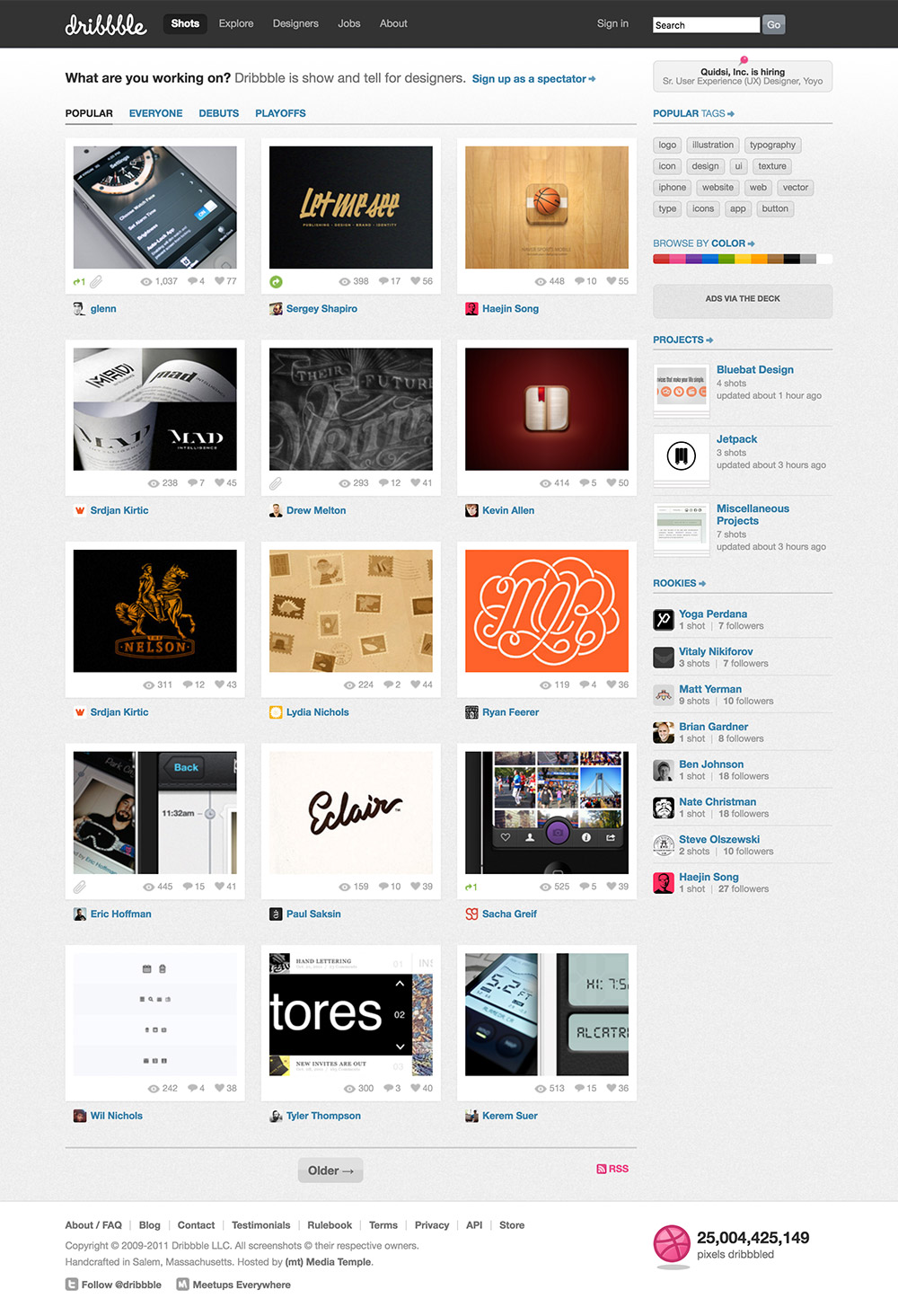 homepage dribbble 2011