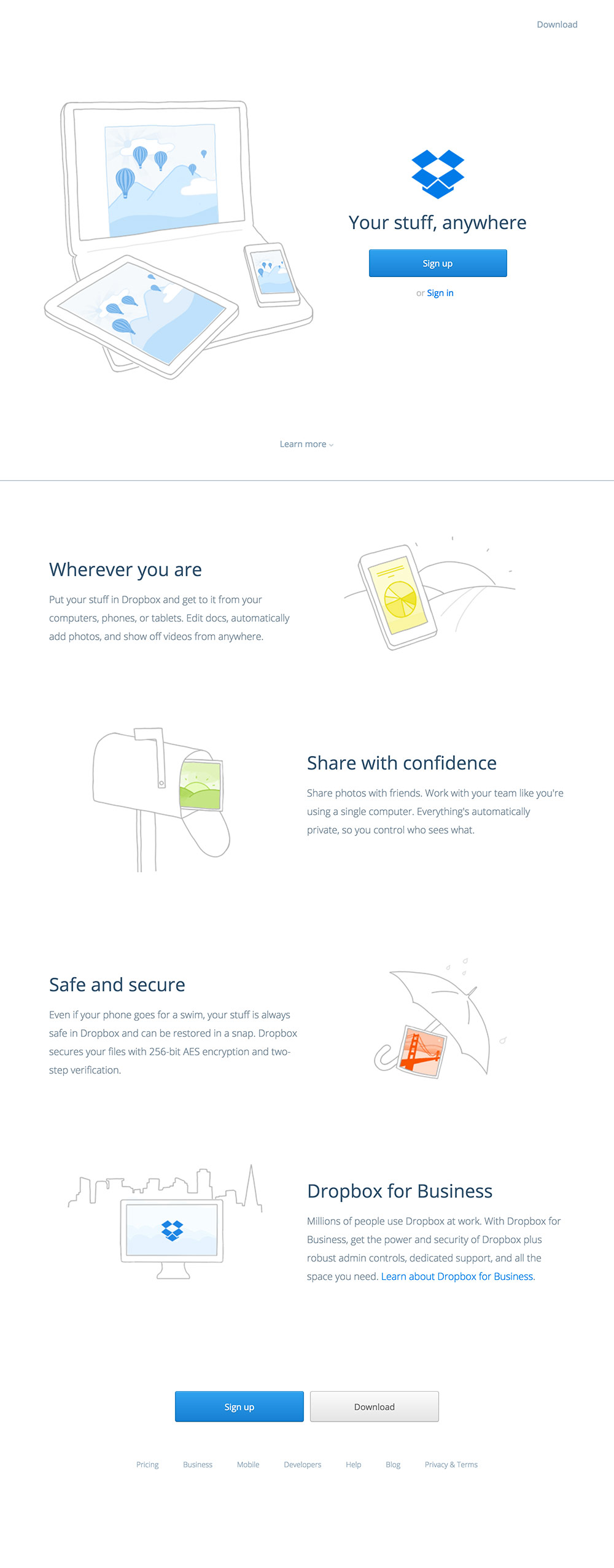 homepage dropbox 2013