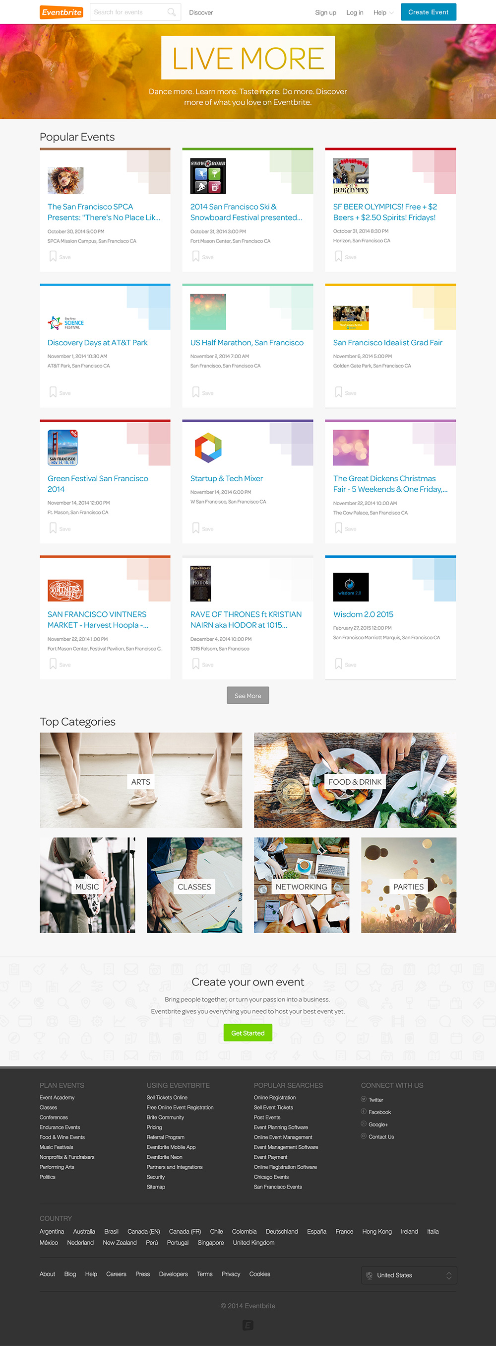 homepage eventbrite 2014