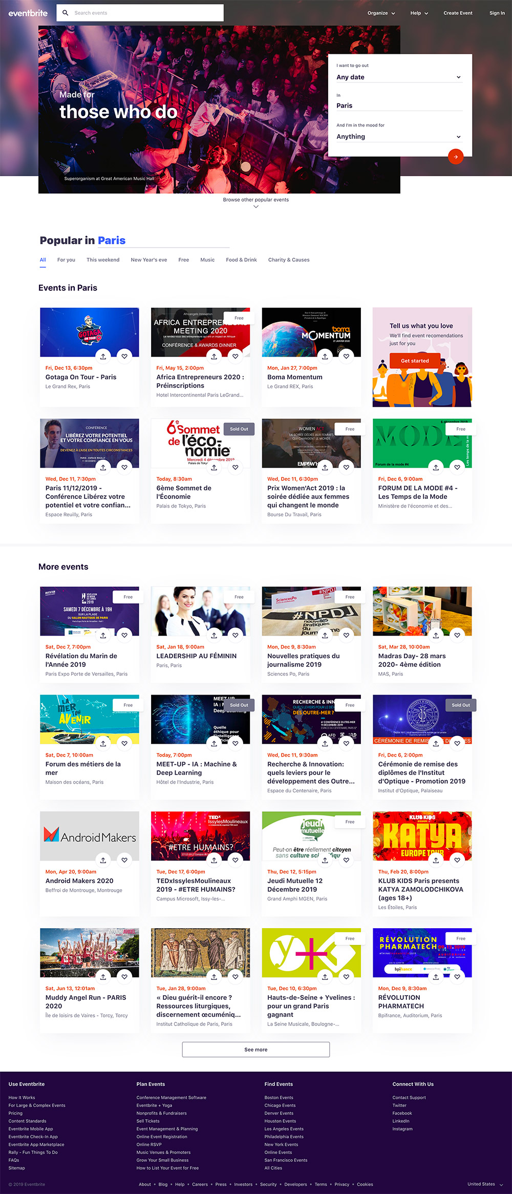 homepage eventbrite 2019