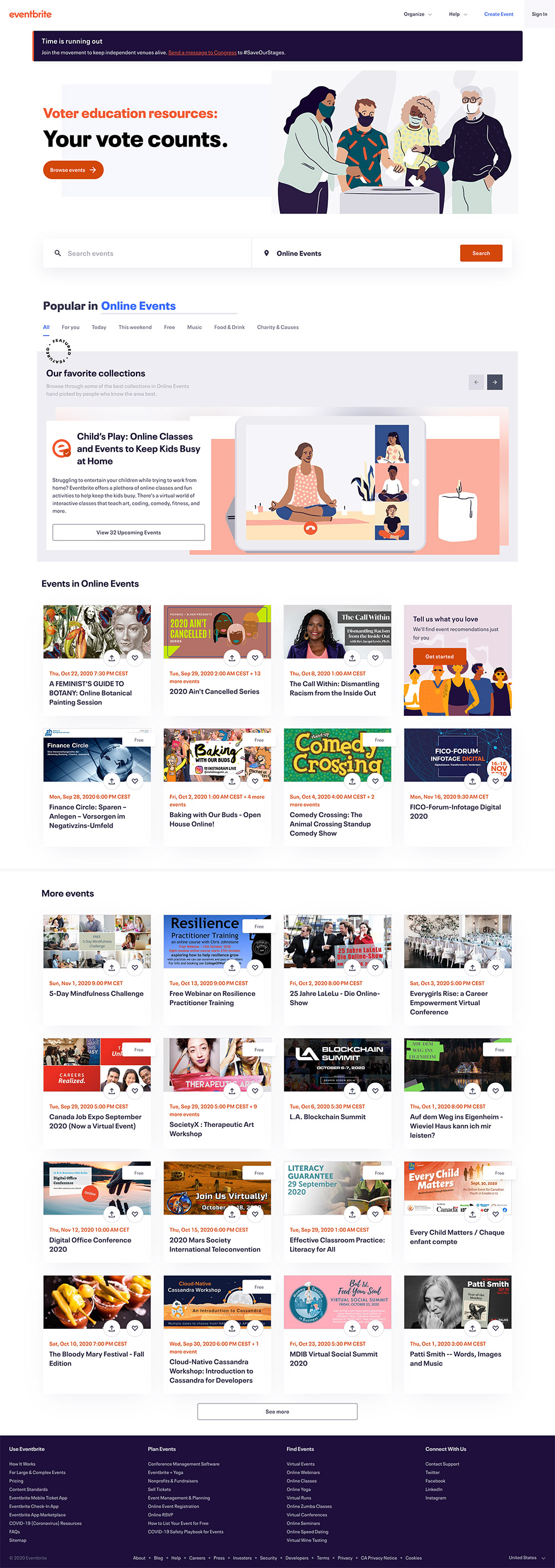 homepage eventbrite 2020