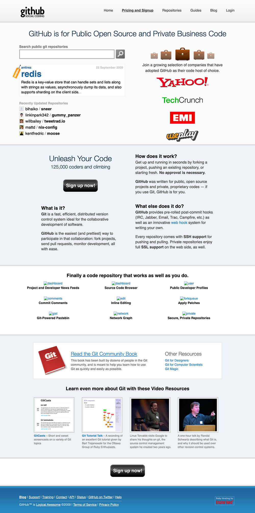 homepage github 2009