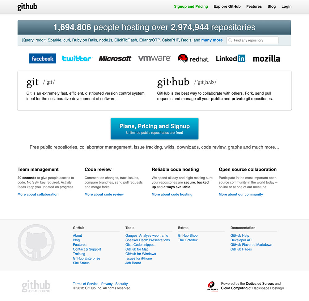 homepage github 2012