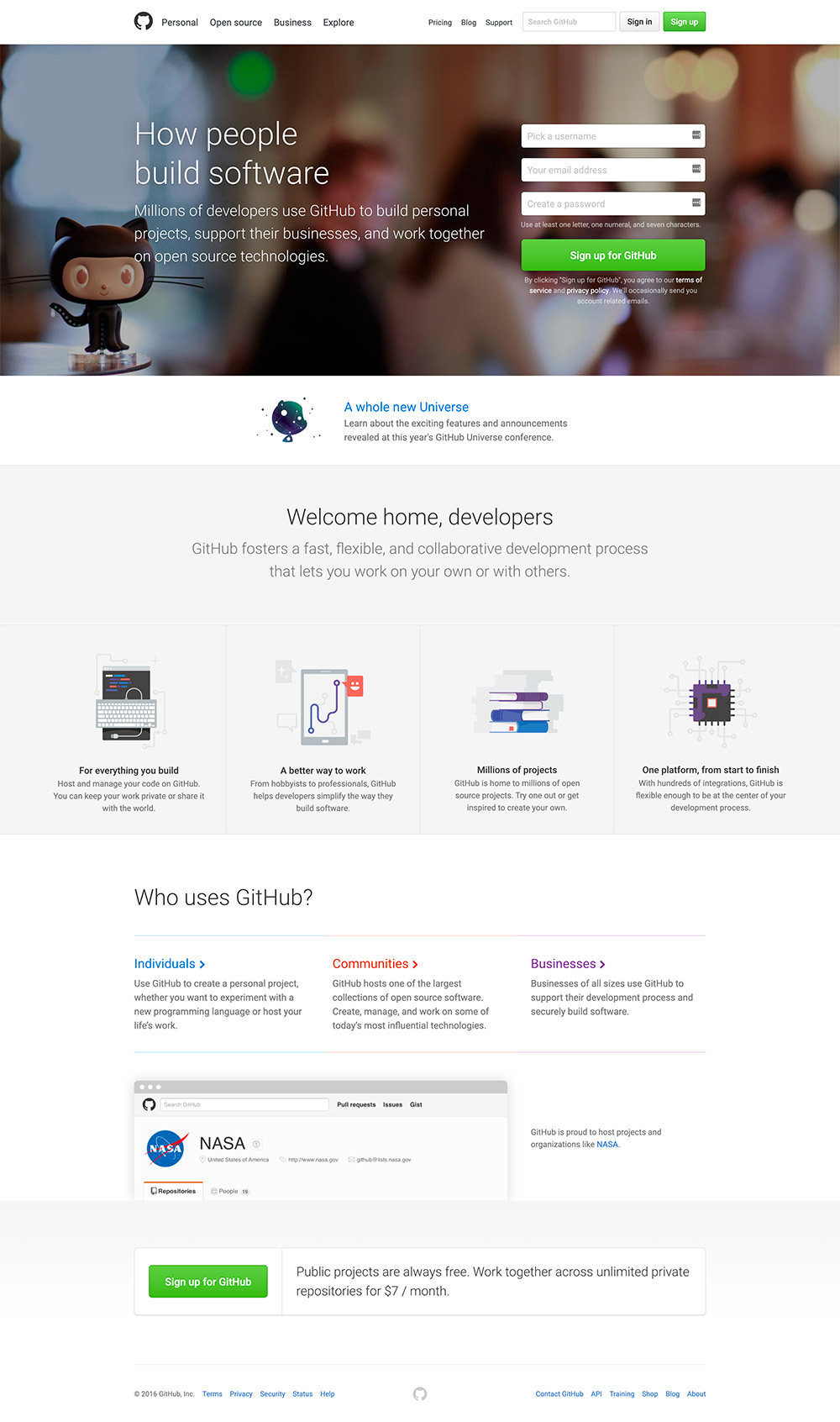 homepage github 2016