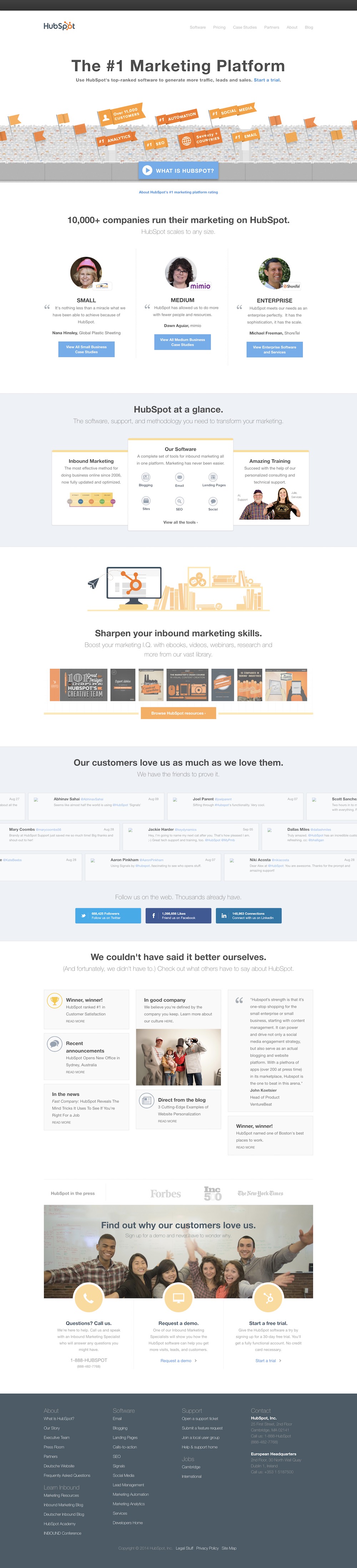 homepage hubspot 2016