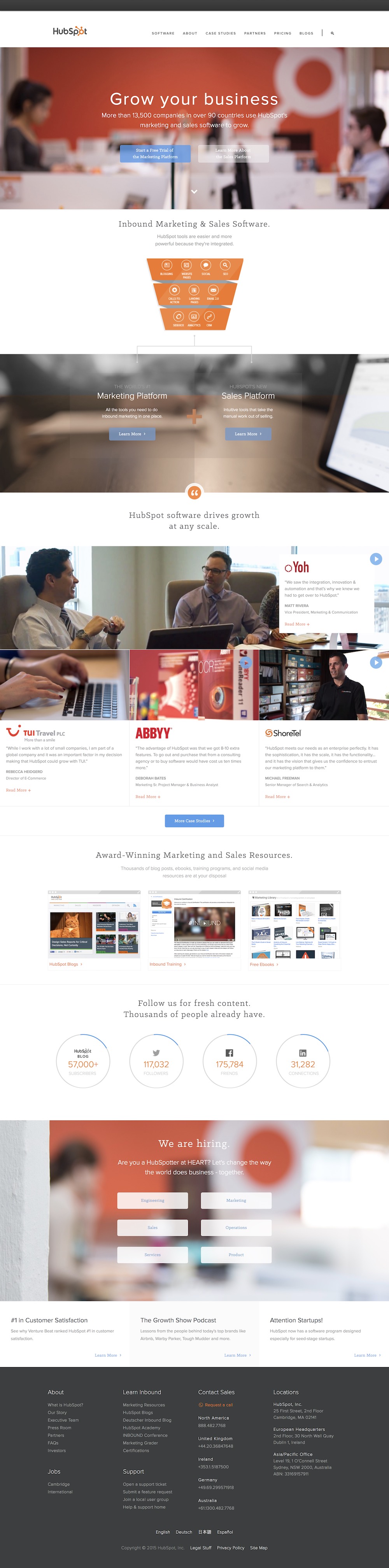 homepage hubspot 2015