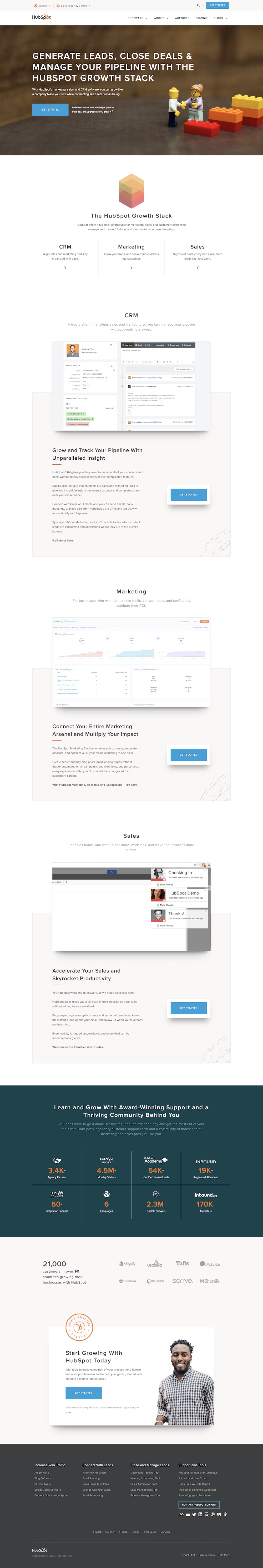 homepage hubspot 2016