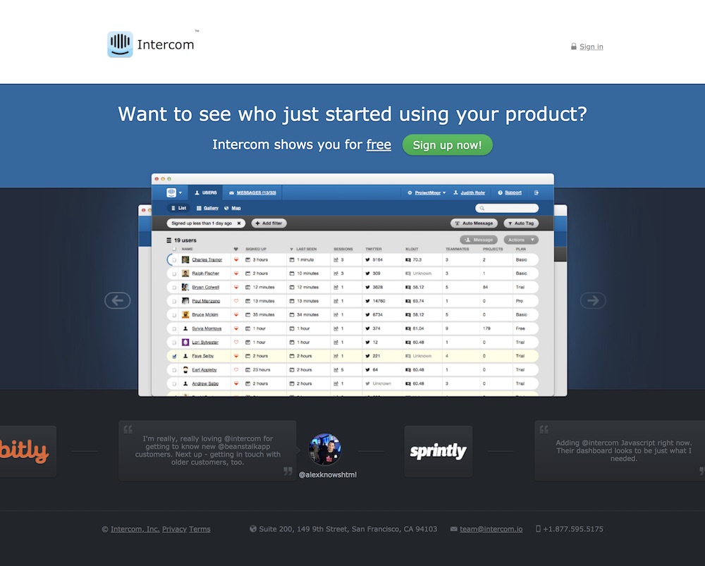 homepage intercom 2012