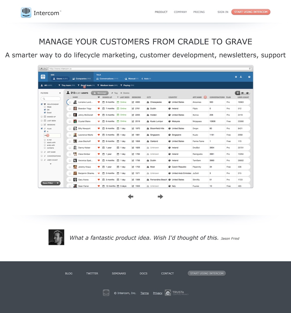 homepage intercom 2013