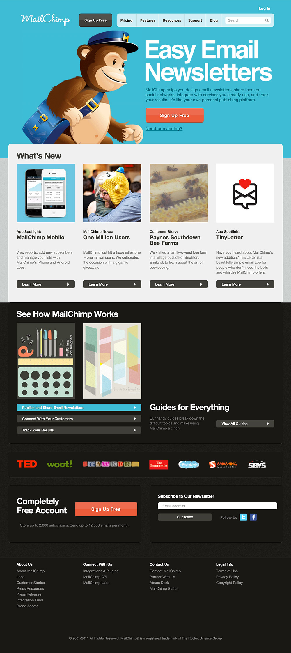 homepage mailchimp 2011