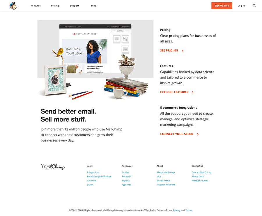 homepage mailchimp 2016