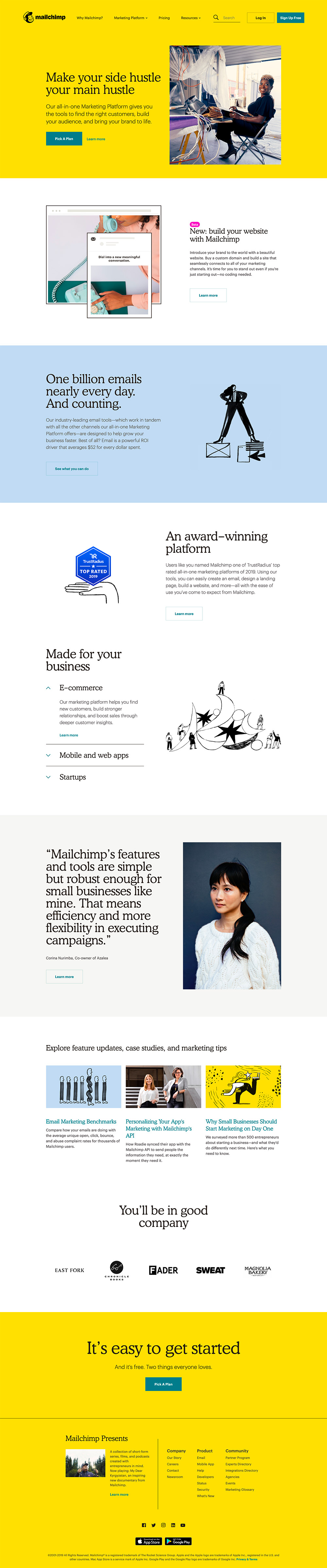 homepage mailchimp 2019