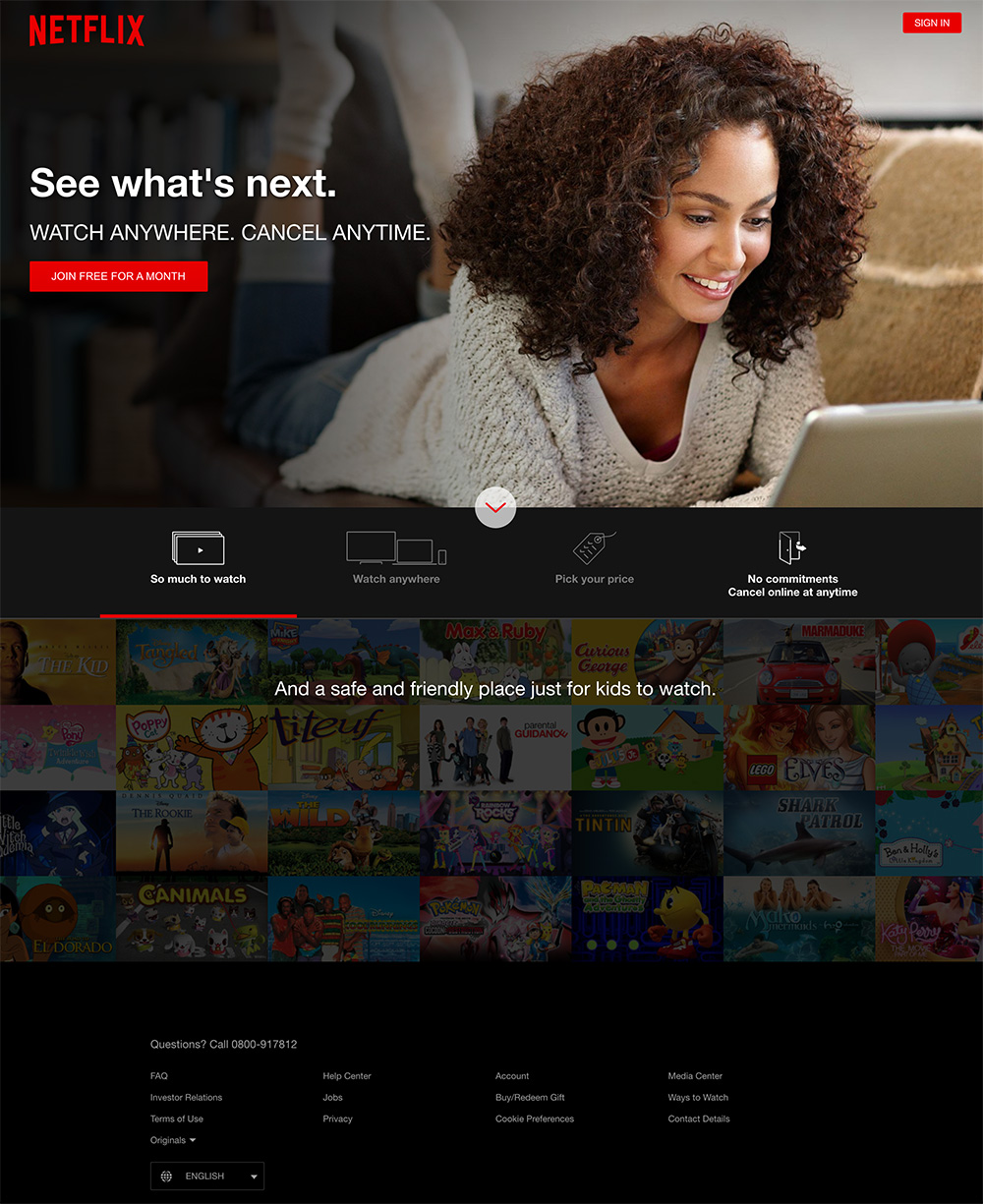 homepage netflix 2016