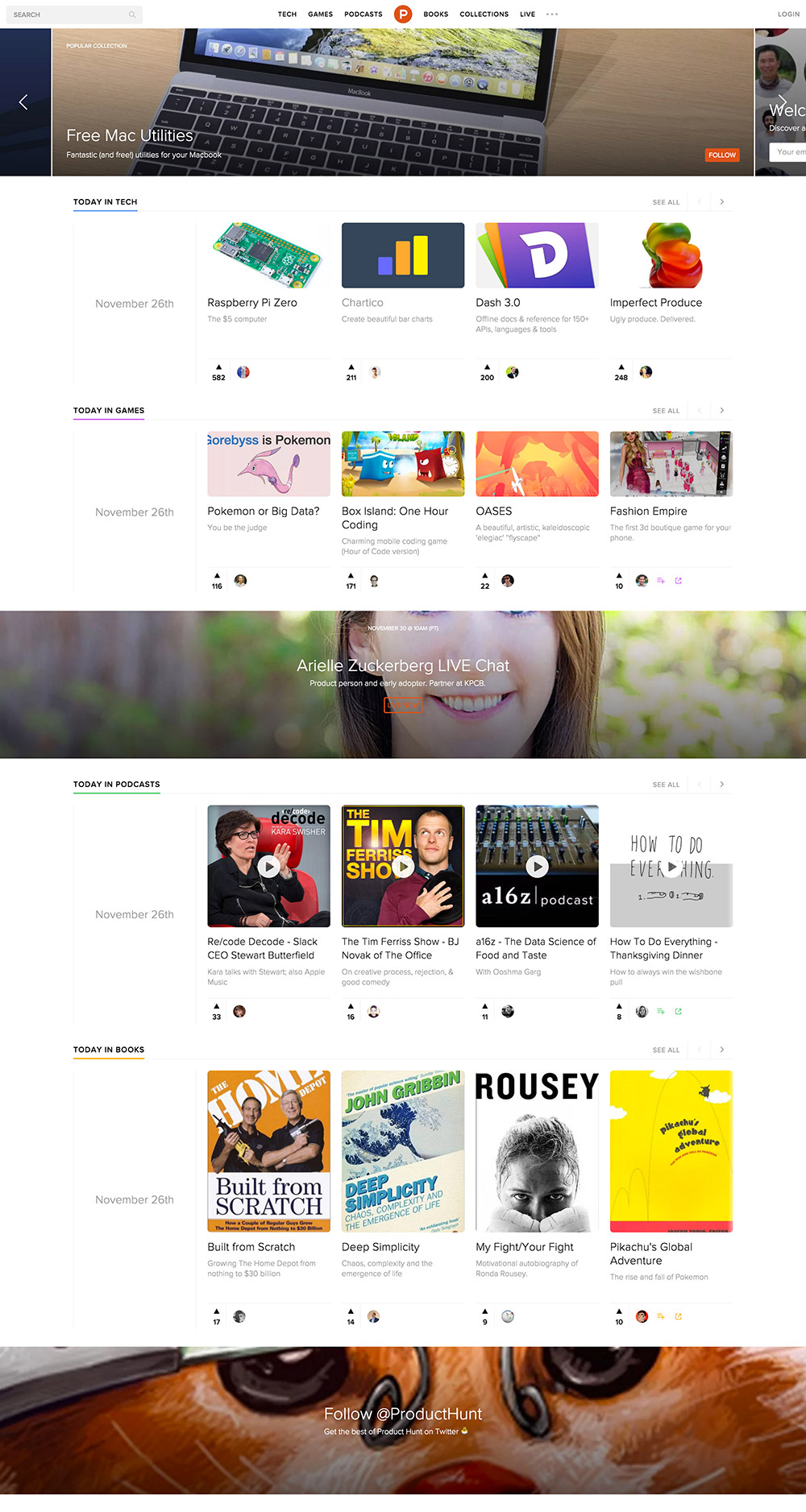 homepage producthunt 2015