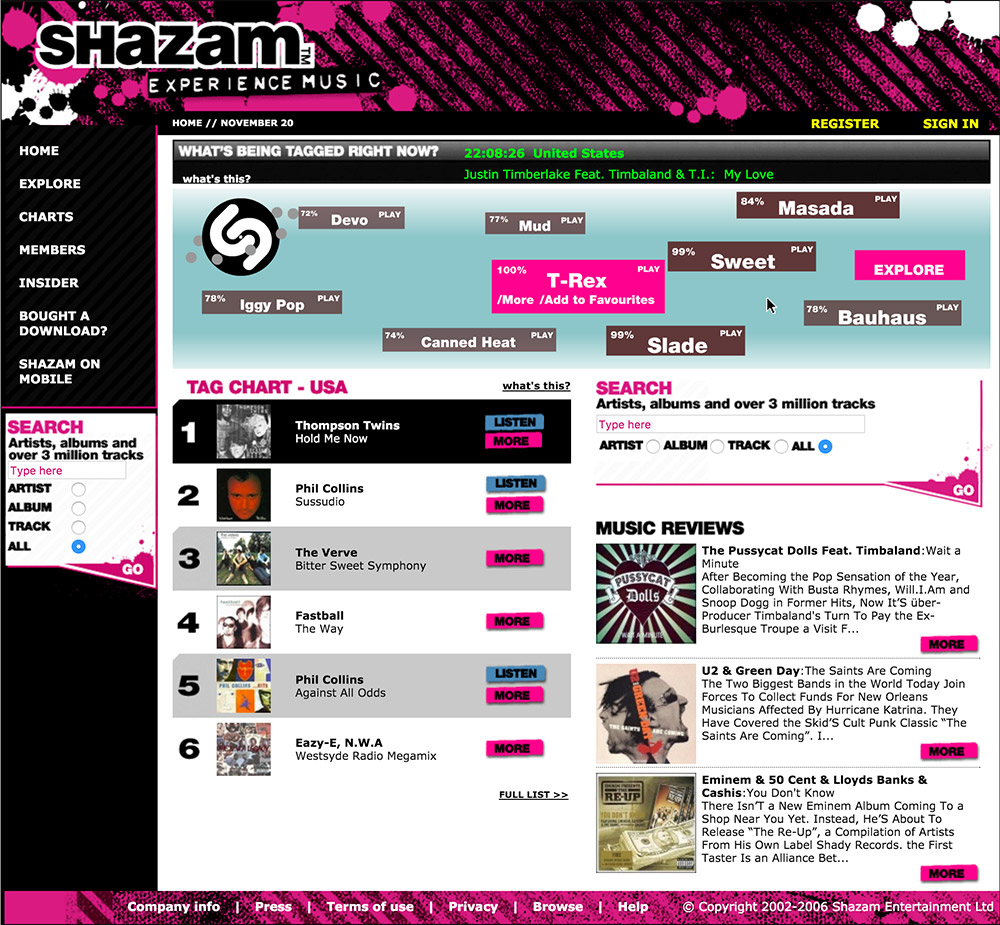 homepage shazam 2006