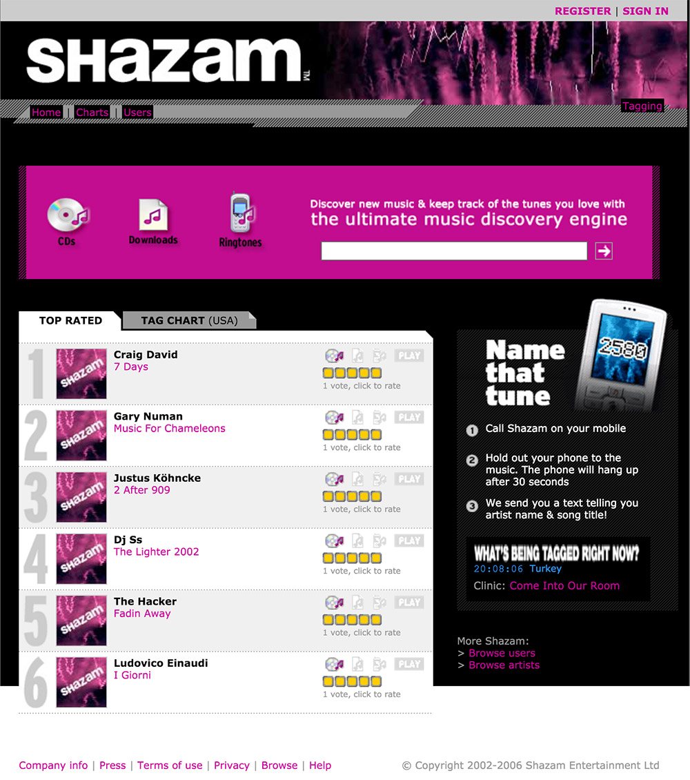 homepage shazam 2006