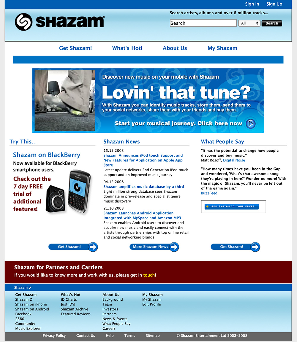homepage shazam 2008