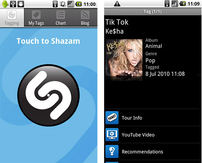 android shazam 2010