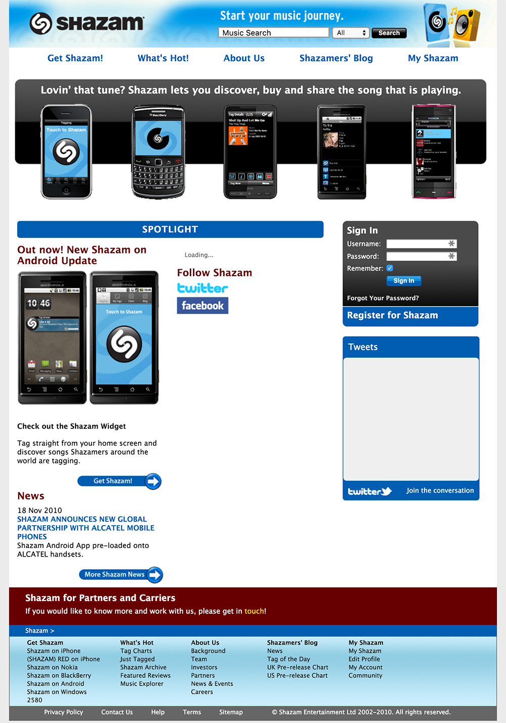 homepage shazam 2010