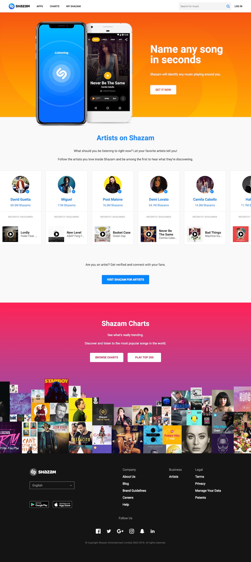 homepage shazam 2018