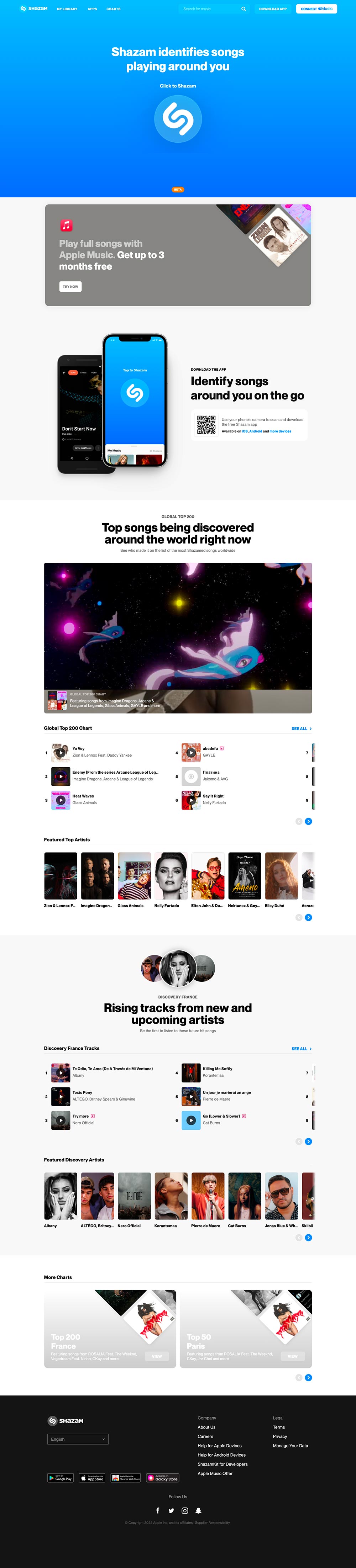 homepage shazam 2022