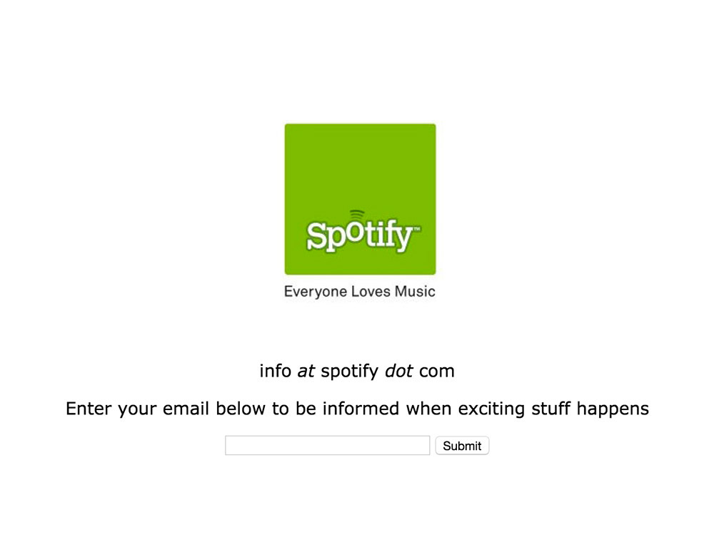 homepage spotify 2006
