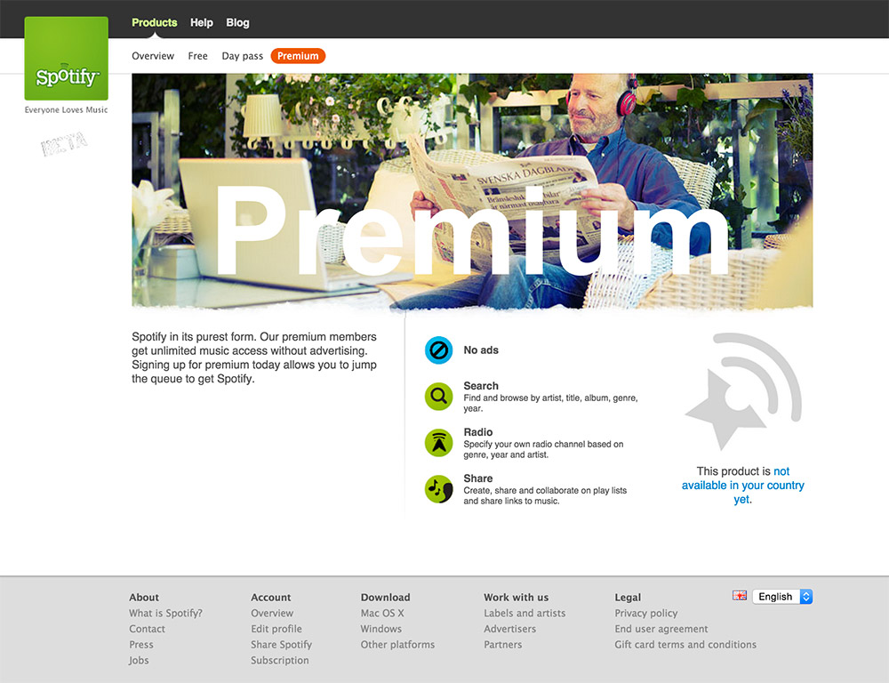 pricing spotify 2008
