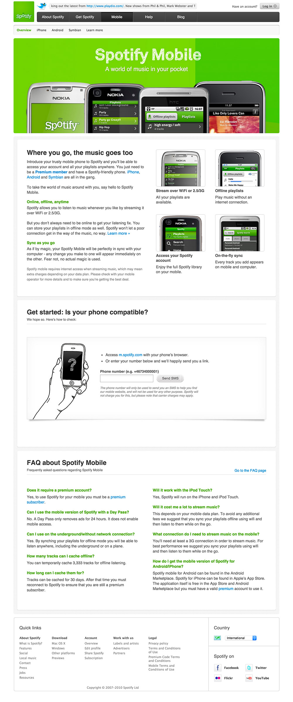 mobile spotify 2010