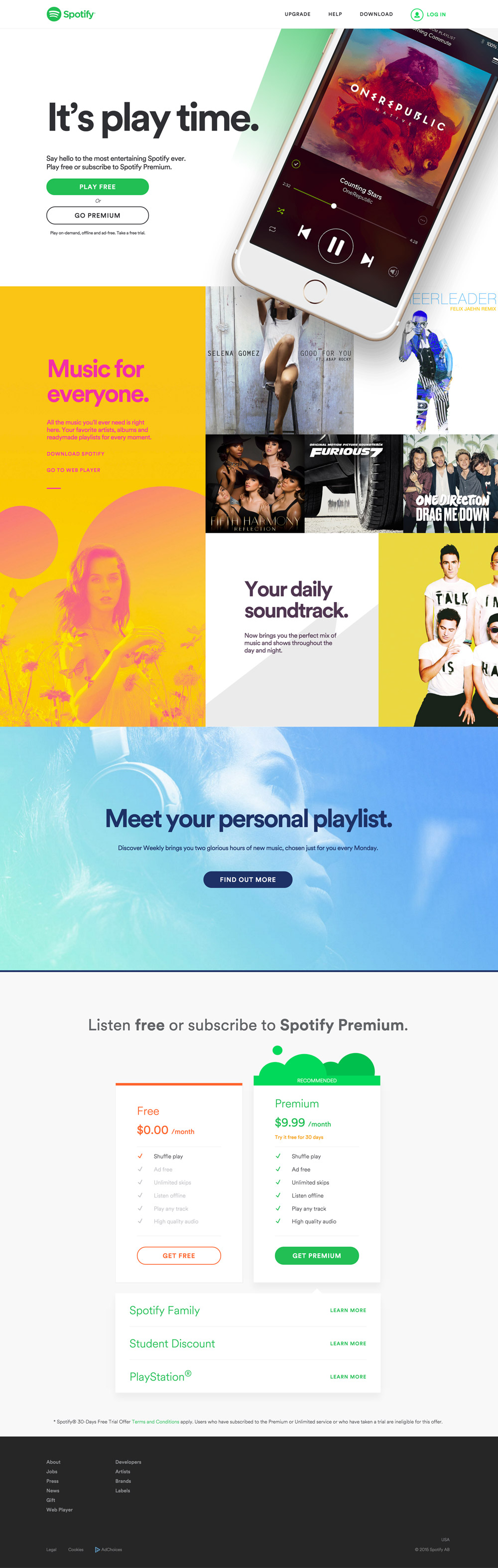homepage spotify 2015