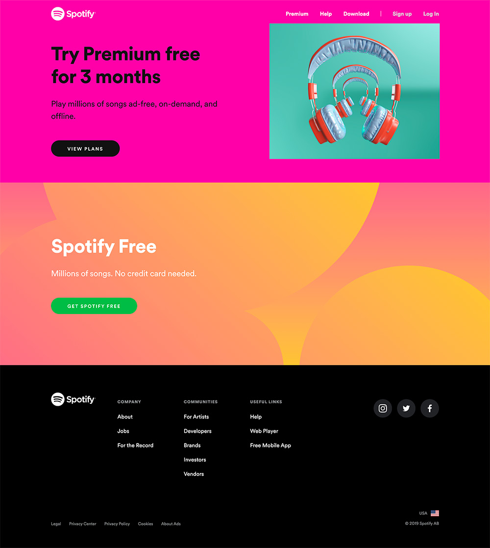 homepage spotify 2019