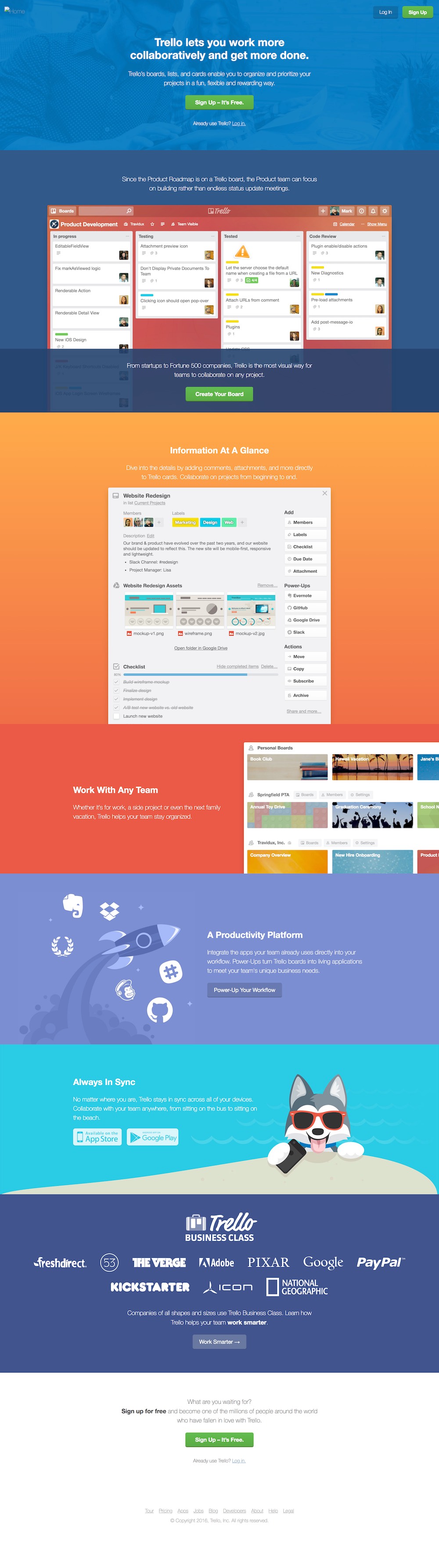 homepage trello 2016