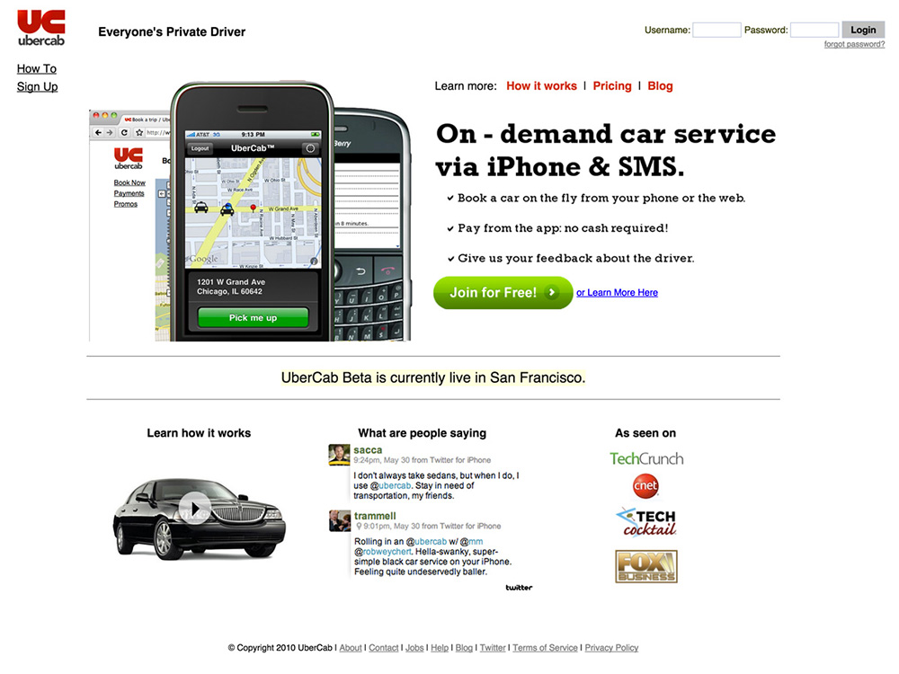 homepage ubercab 2010