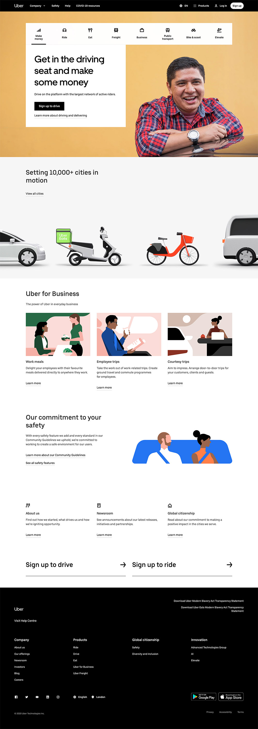 homepage uber 2020